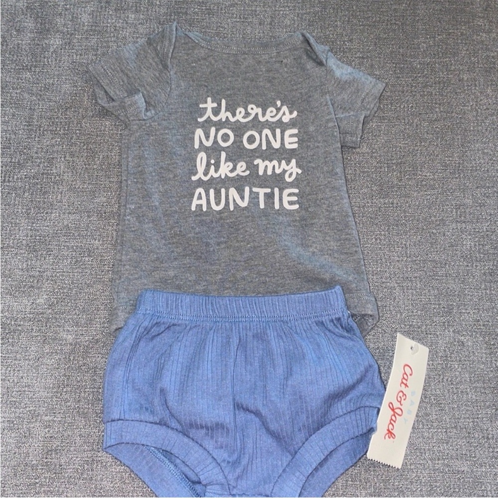 Cat & Jack "There's No One Like My Auntie" NB Onesie & Shorts